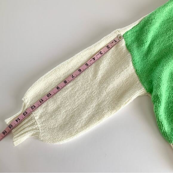 Forever 21 Cream/Mint Green/Beige Button Up Casual Fall Cardigan Sweater Small - Picture 5 of 9